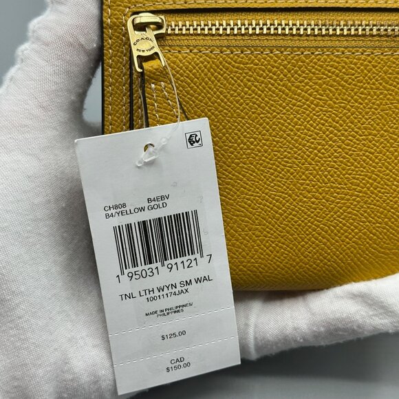 Coach CH808 Yellow Gold Wyn Small Crossgrain Leather Envelope Wallet NWT - Picture 7 of 16